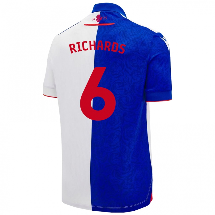 Heren Jade Richards #6 Hemelsblauw Wit Thuisshirt Thuistenue 2024/25 T-Shirt