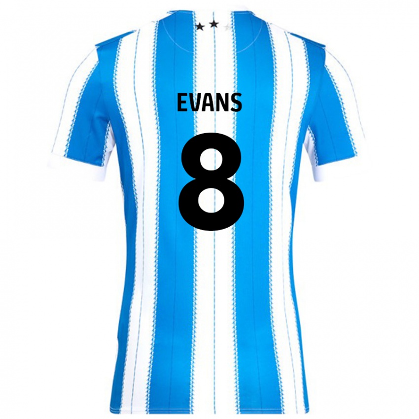 Heren Charley Evans #8 Blauw Wit Thuisshirt Thuistenue 2024/25 T-Shirt