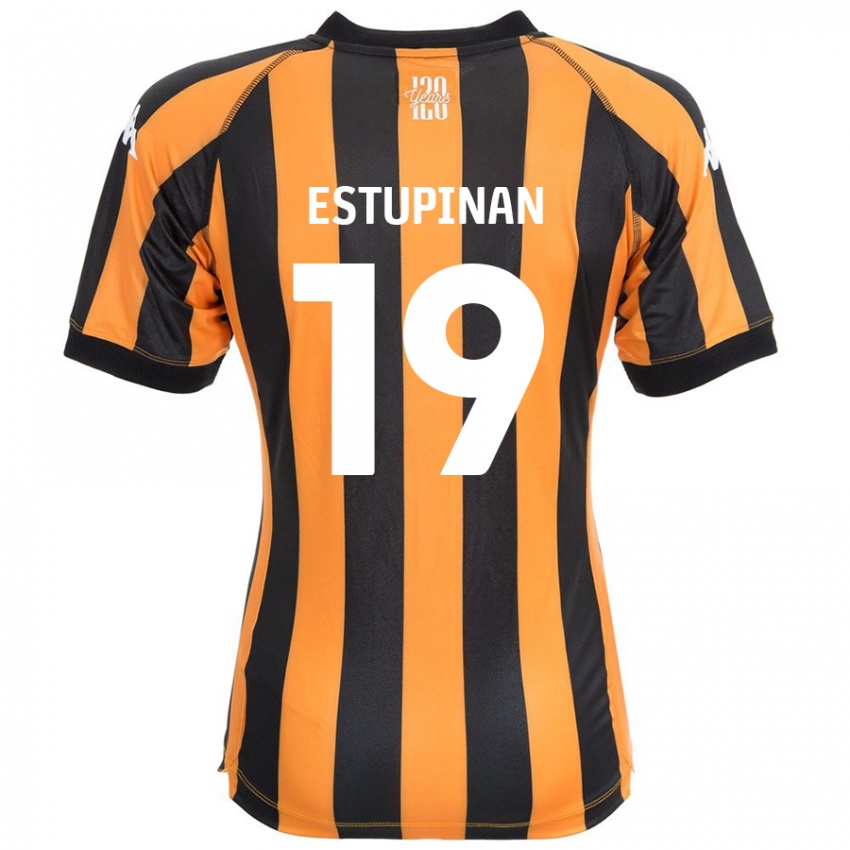 Heren Óscar Estupiñán #19 Zwart Amber Thuisshirt Thuistenue 2024/25 T-Shirt