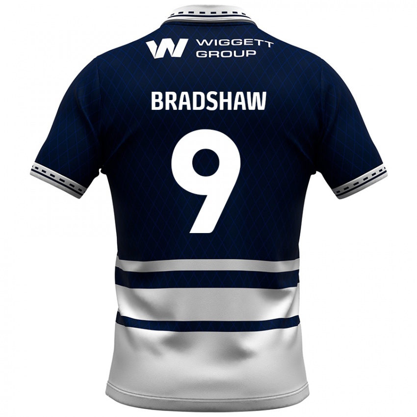 Heren Tom Bradshaw #9 Marineblauw Wit Thuisshirt Thuistenue 2024/25 T-Shirt