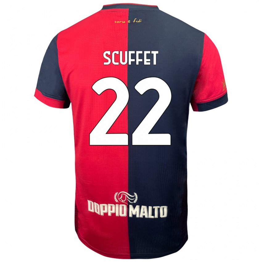 Heren Simone Scuffet #22 Rood Donkerder Blauw Thuisshirt Thuistenue 2024/25 T-Shirt