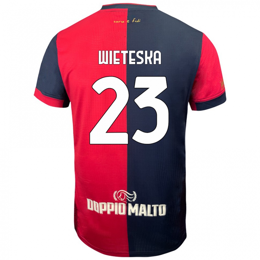 Heren Mateusz Wieteska #23 Rood Donkerder Blauw Thuisshirt Thuistenue 2024/25 T-Shirt