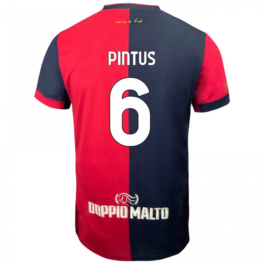 Heren Nicola Pintus #6 Rood Donkerder Blauw Thuisshirt Thuistenue 2024/25 T-Shirt