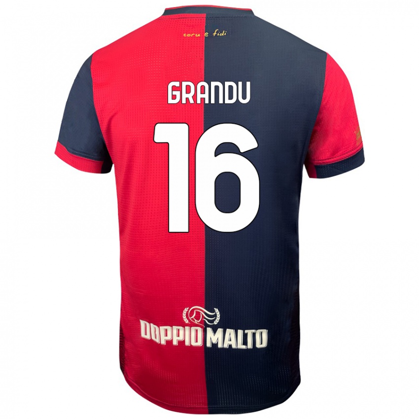 Heren Nicola Grandu #16 Rood Donkerder Blauw Thuisshirt Thuistenue 2024/25 T-Shirt