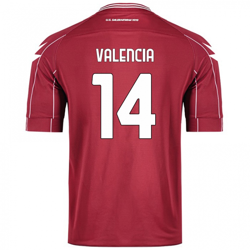 Heren Diego Valencia #14 Bordeauxrood Thuisshirt Thuistenue 2024/25 T-Shirt