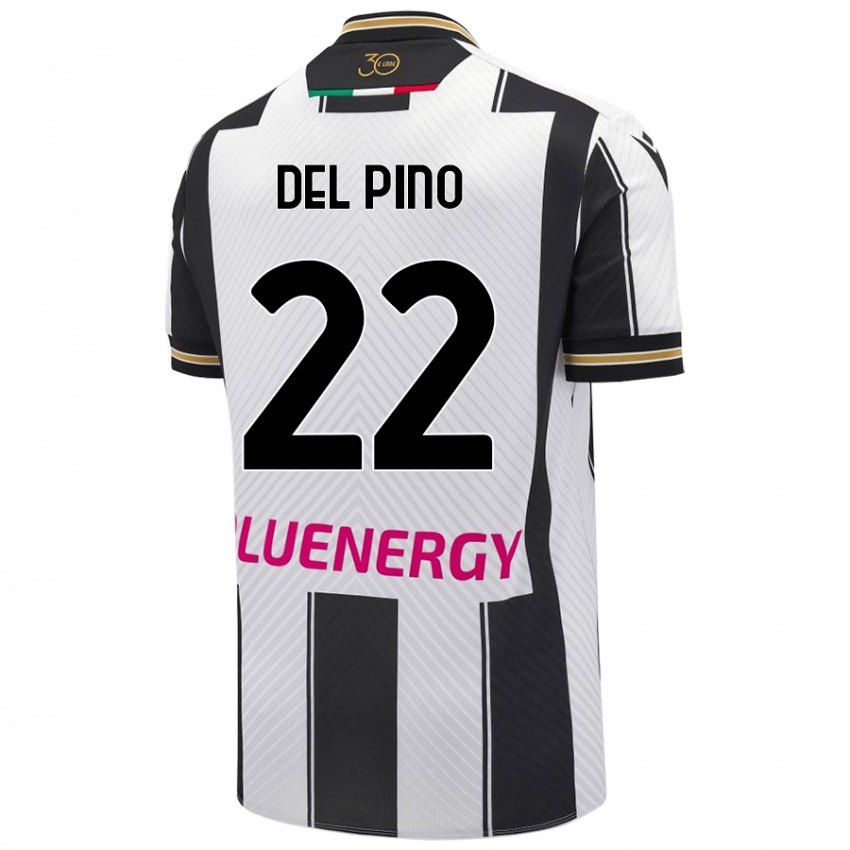 Heren Lorenzo Del Pino #22 Wit Zwart Thuisshirt Thuistenue 2024/25 T-Shirt