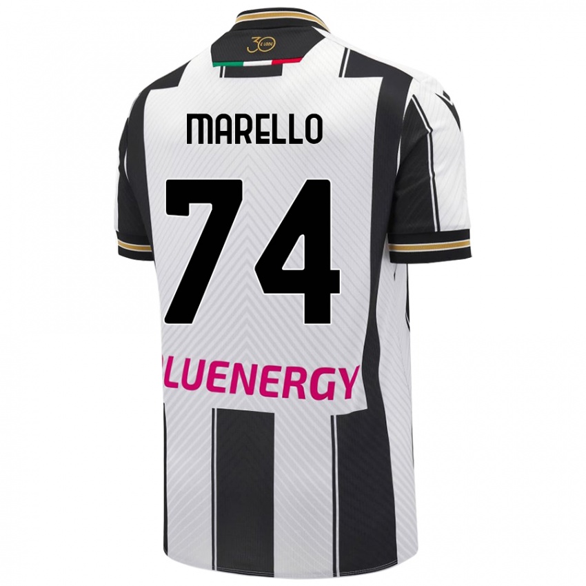 Heren Mattia Marello #74 Wit Zwart Thuisshirt Thuistenue 2024/25 T-Shirt