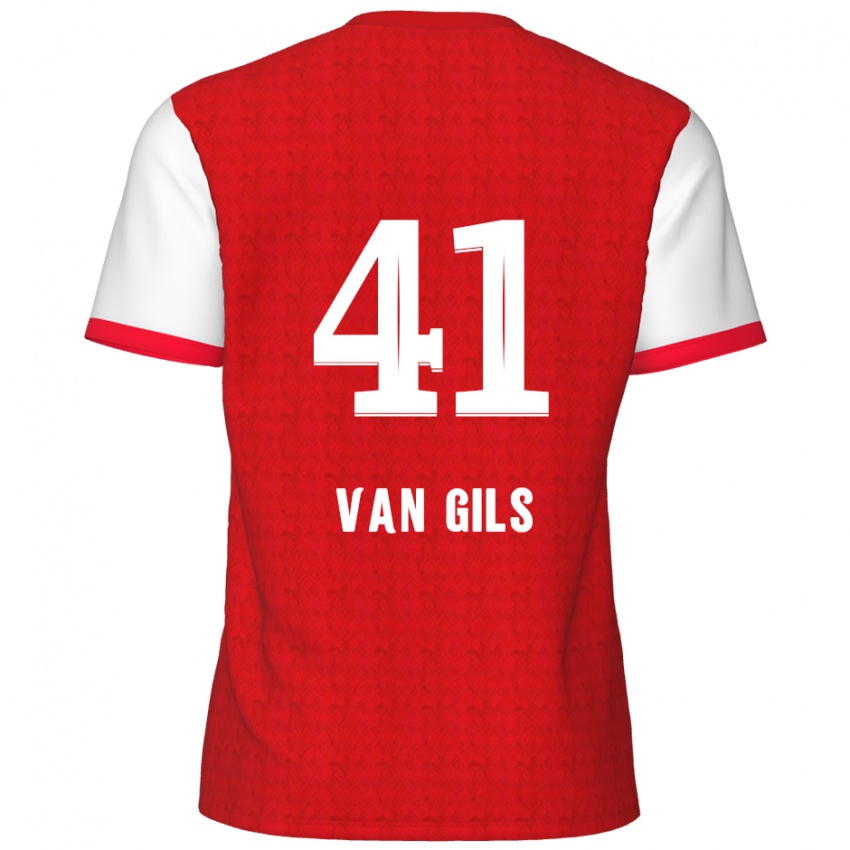 Heren Mathis Van Gils #41 Rood Wit Thuisshirt Thuistenue 2024/25 T-Shirt