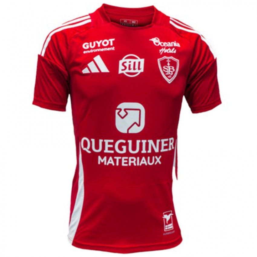 Heren Titouan Verveur #0 Rood Wit Thuisshirt Thuistenue 2024/25 T-Shirt