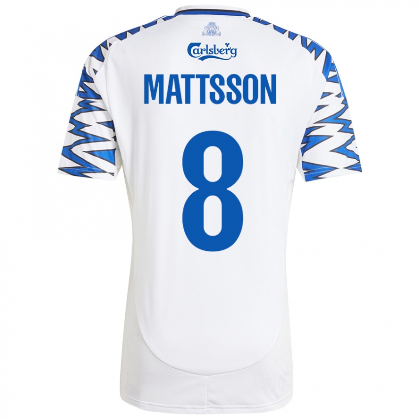 Heren Magnus Mattsson #8 Wit Hemelsblauw Thuisshirt Thuistenue 2024/25 T-Shirt