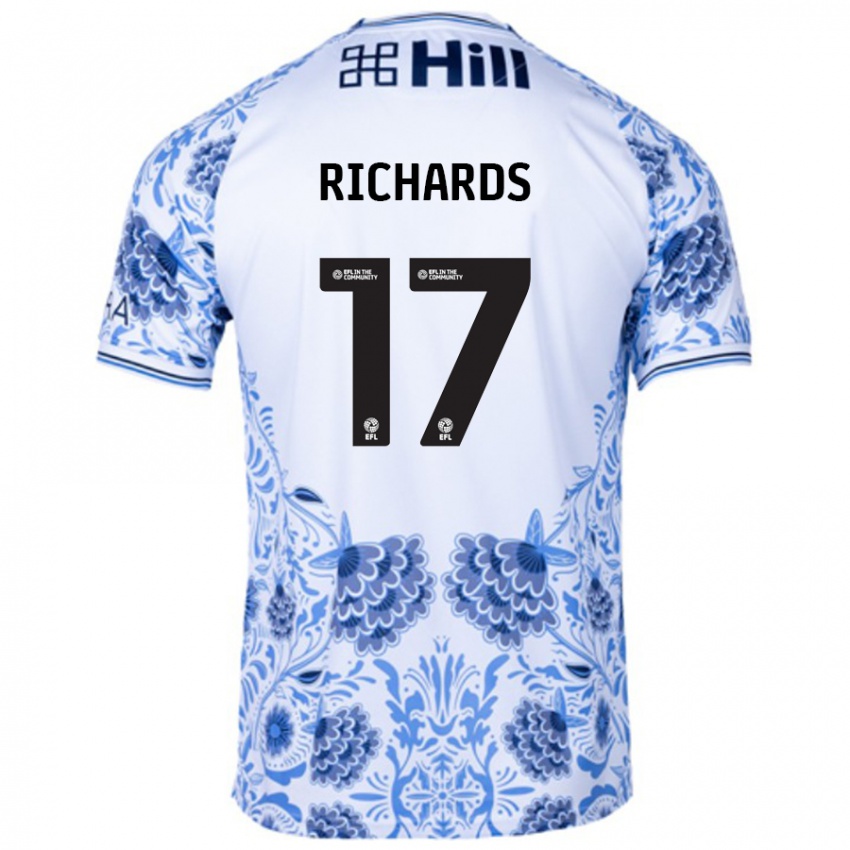 Heren Taylor Richards #17 Wit Blauw Uitshirt Uittenue 2024/25 T-Shirt