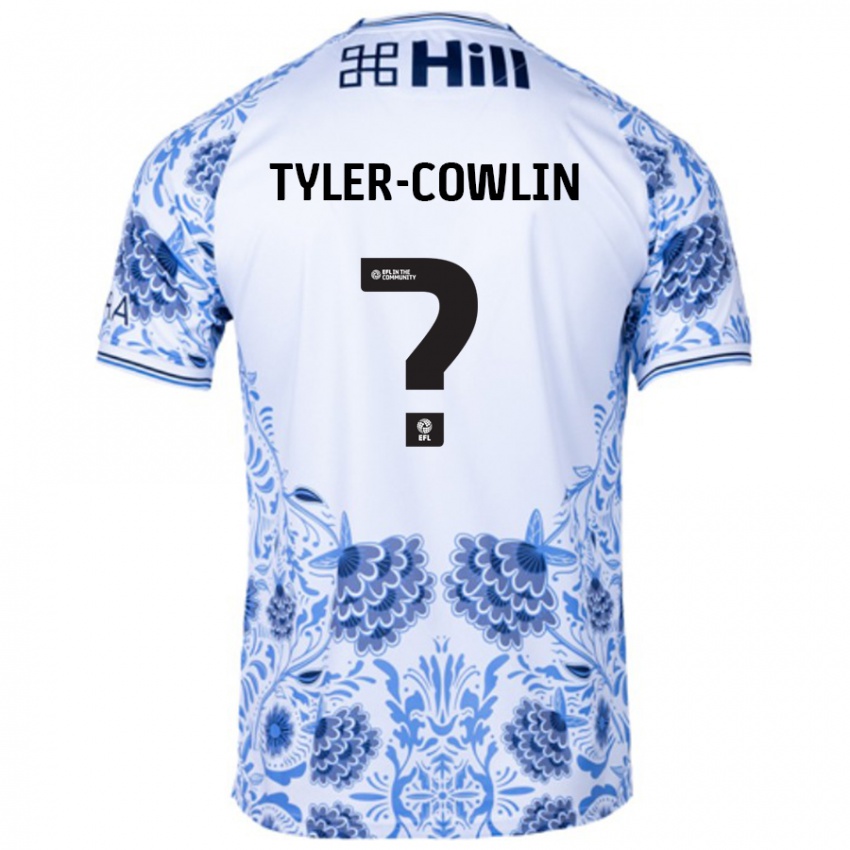 Heren Danny Tyler-Cowlin #0 Wit Blauw Uitshirt Uittenue 2024/25 T-Shirt