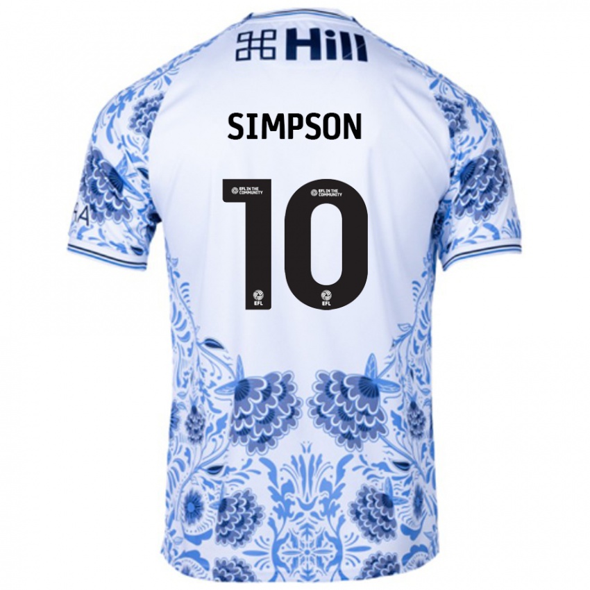 Heren Harley-Jean Simpson #10 Wit Blauw Uitshirt Uittenue 2024/25 T-Shirt