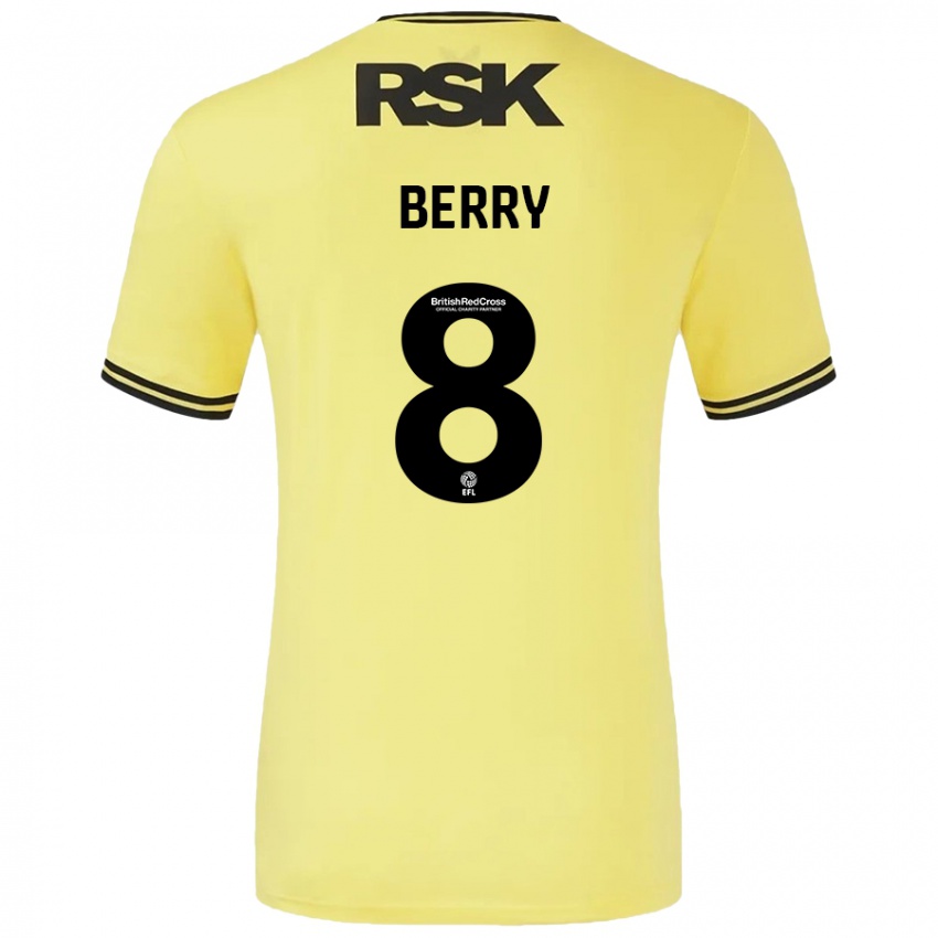 Heren Luke Berry #8 Geel Zwart Uitshirt Uittenue 2024/25 T-Shirt