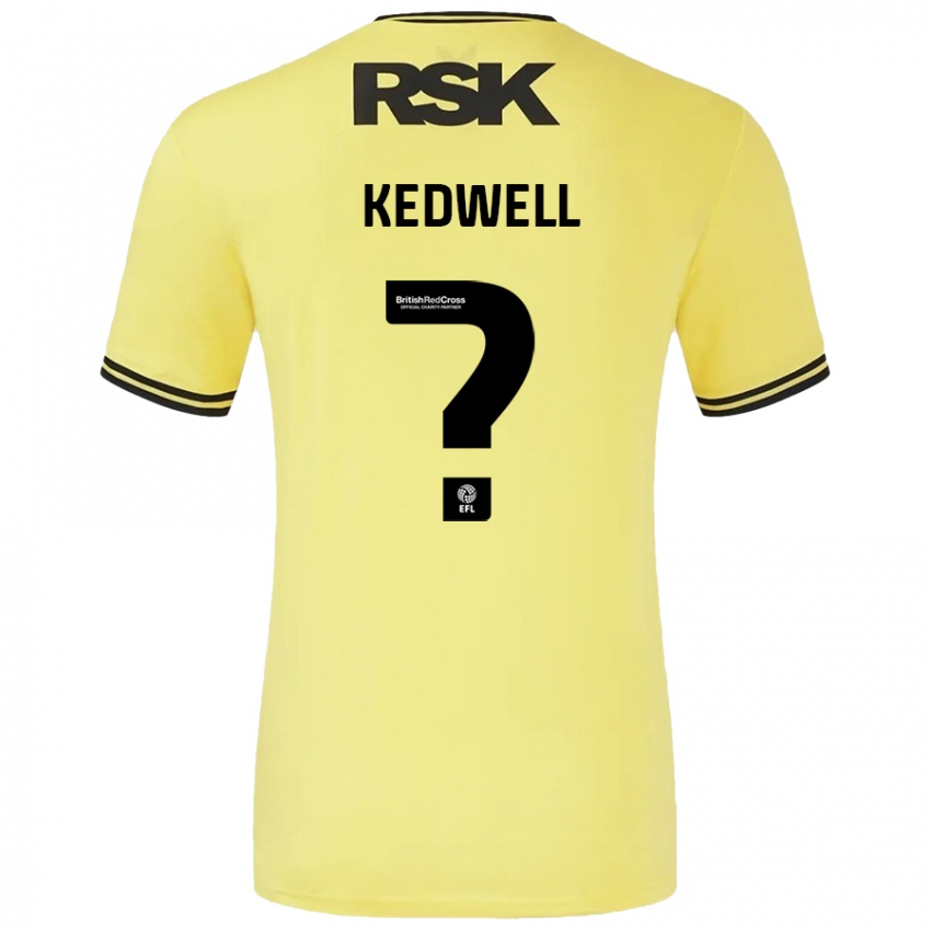 Heren Harvey Kedwell #0 Geel Zwart Uitshirt Uittenue 2024/25 T-Shirt