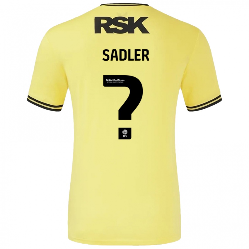 Heren Jude Sadler #0 Geel Zwart Uitshirt Uittenue 2024/25 T-Shirt