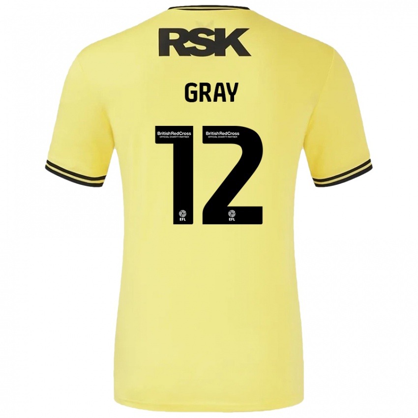 Heren Jessica Gray #12 Geel Zwart Uitshirt Uittenue 2024/25 T-Shirt