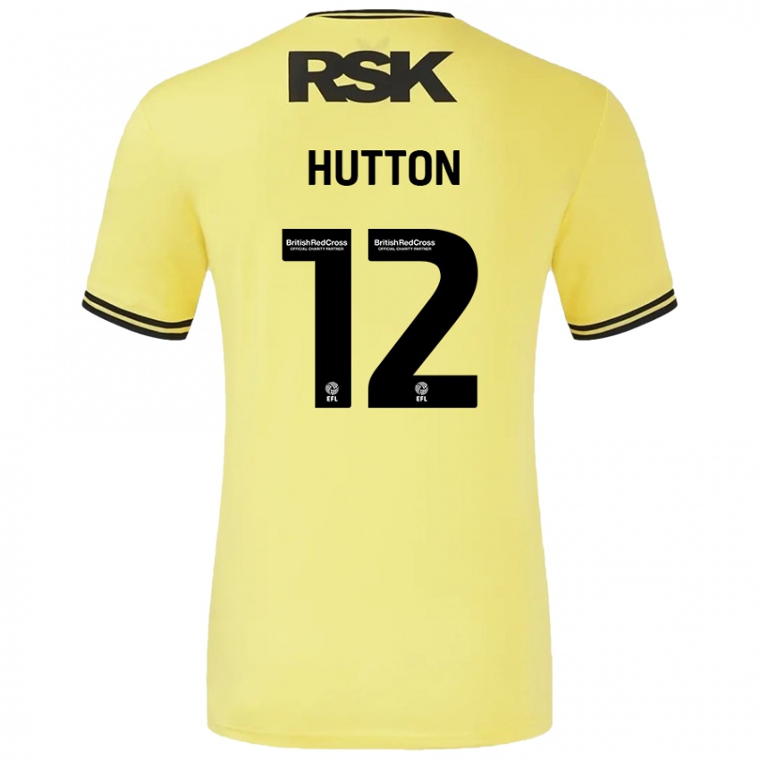 Heren Jodie Hutton #12 Geel Zwart Uitshirt Uittenue 2024/25 T-Shirt