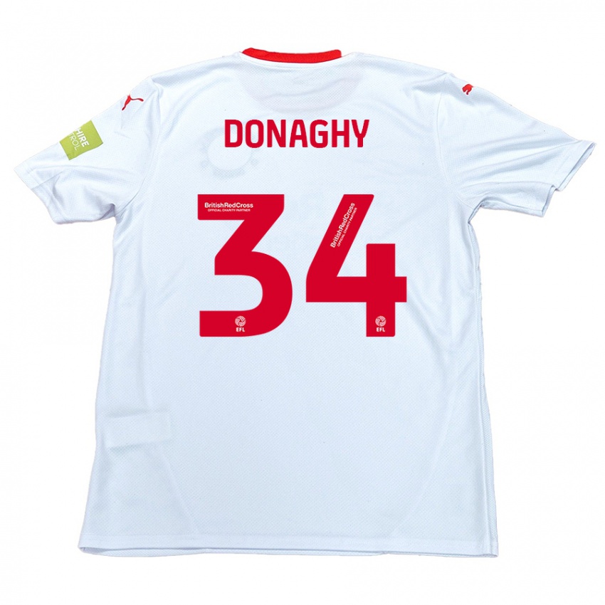 Heren Tom Donaghy #34 Wit Uitshirt Uittenue 2024/25 T-Shirt