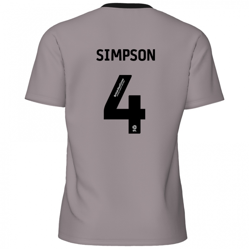 Heren Jack Simpson #4 Grijs Uitshirt Uittenue 2024/25 T-Shirt