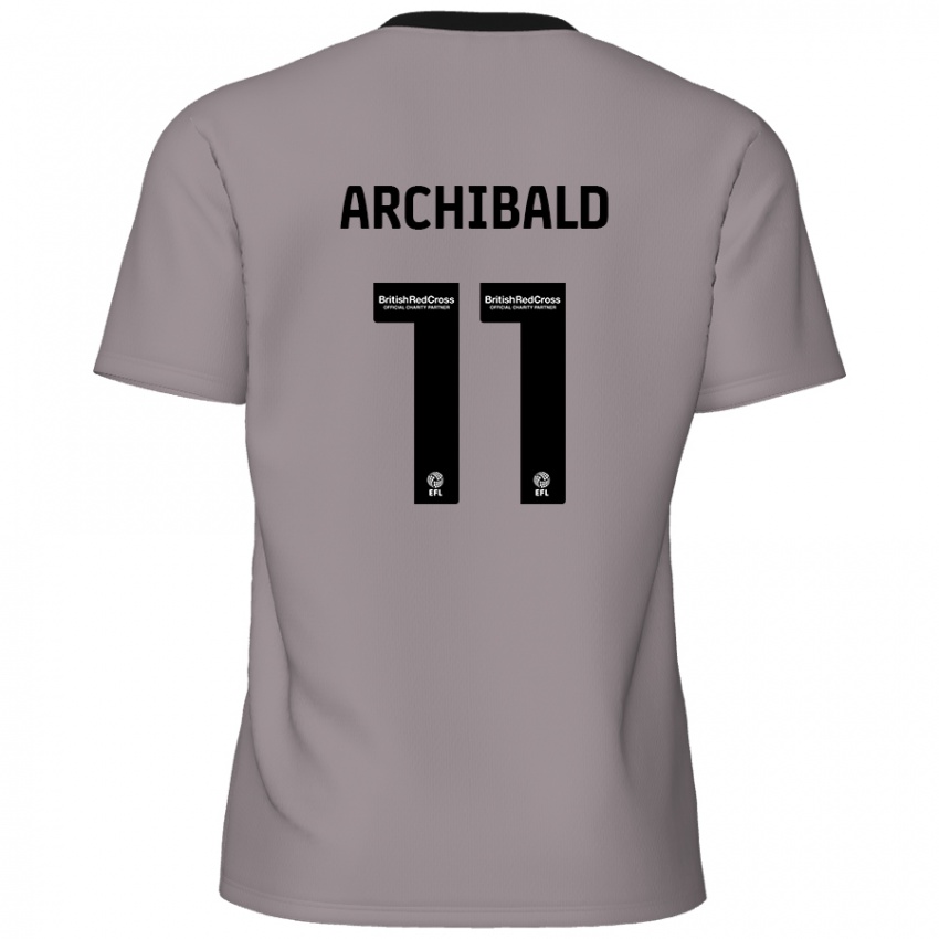 Heren Theo Archibald #11 Grijs Uitshirt Uittenue 2024/25 T-Shirt