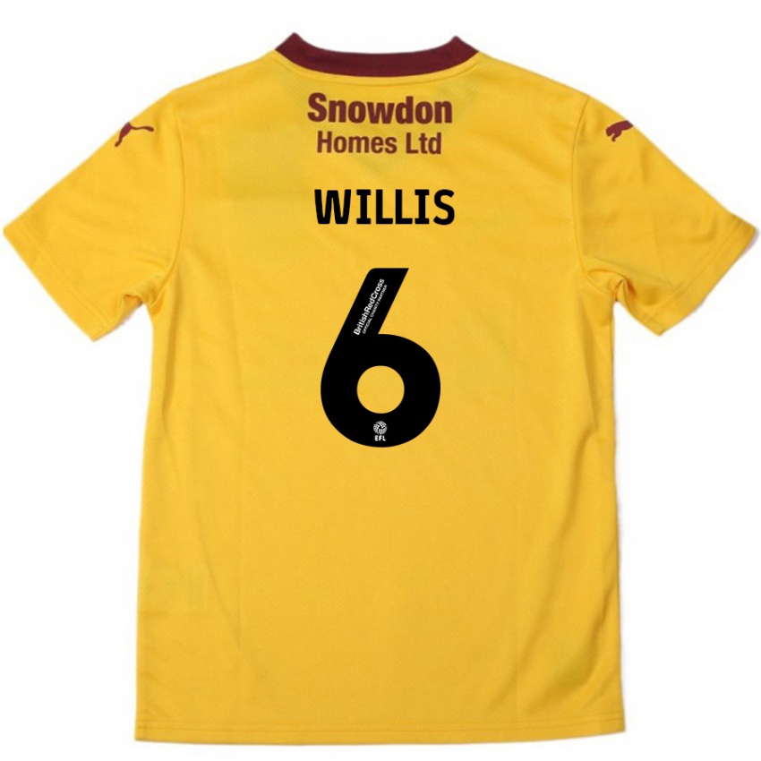 Heren Jordan Willis #6 Oranje Bordeauxrood Uitshirt Uittenue 2024/25 T-Shirt