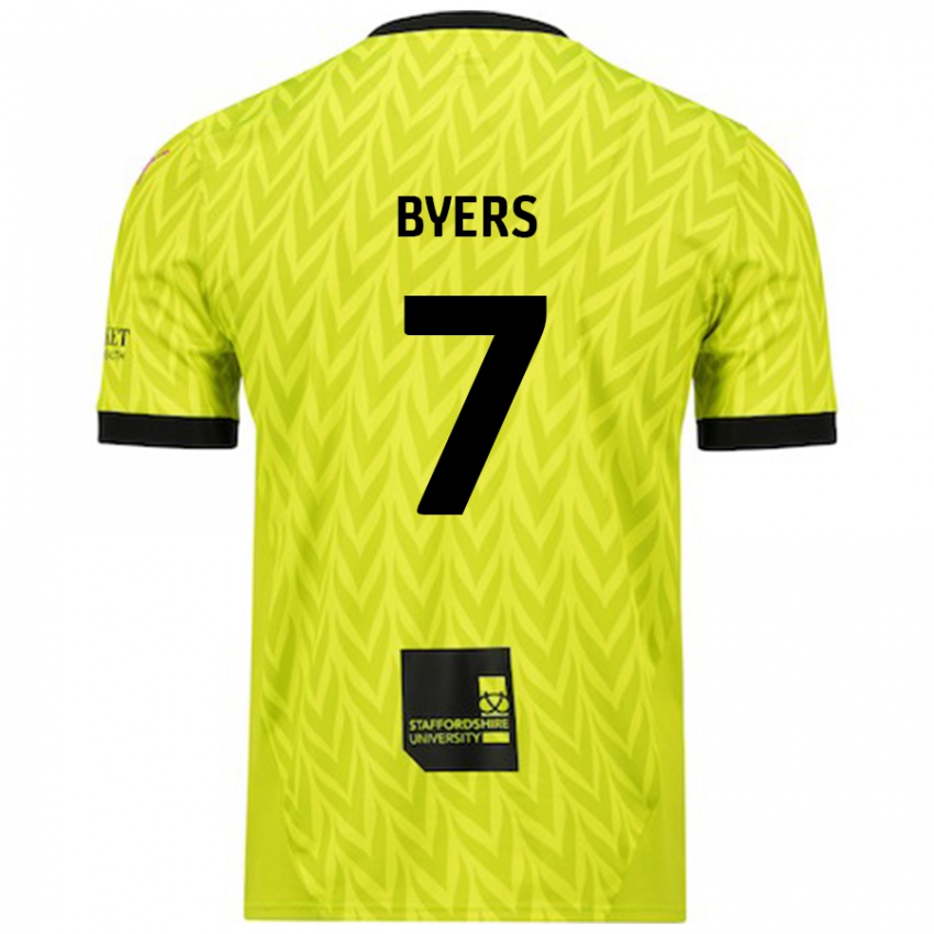 Heren George Byers #7 Fluorescerend Groen Uitshirt Uittenue 2024/25 T-Shirt