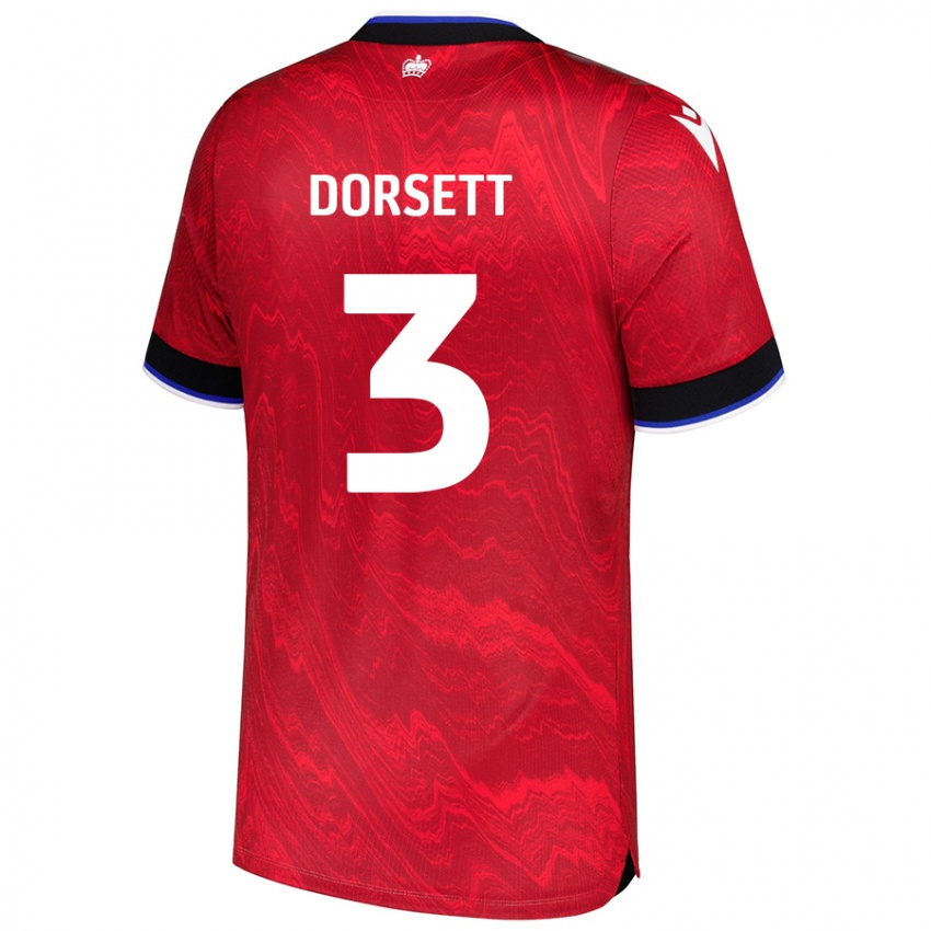 Heren Jeriel Dorsett #3 Rood Zwart Uitshirt Uittenue 2024/25 T-Shirt