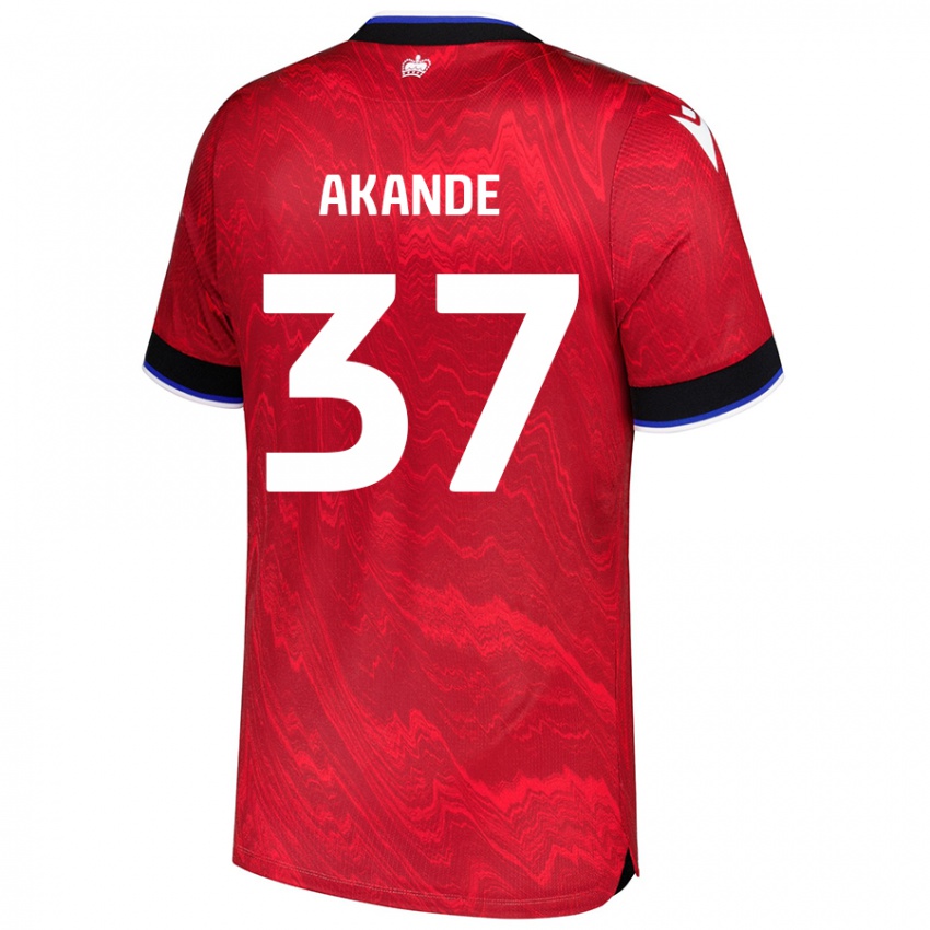 Heren Adrian Akande #37 Rood Zwart Uitshirt Uittenue 2024/25 T-Shirt