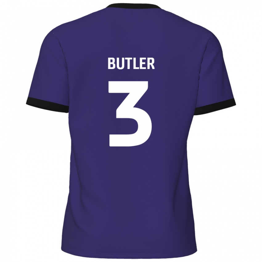 Heren Dan Butler #3 Paars Uitshirt Uittenue 2024/25 T-Shirt