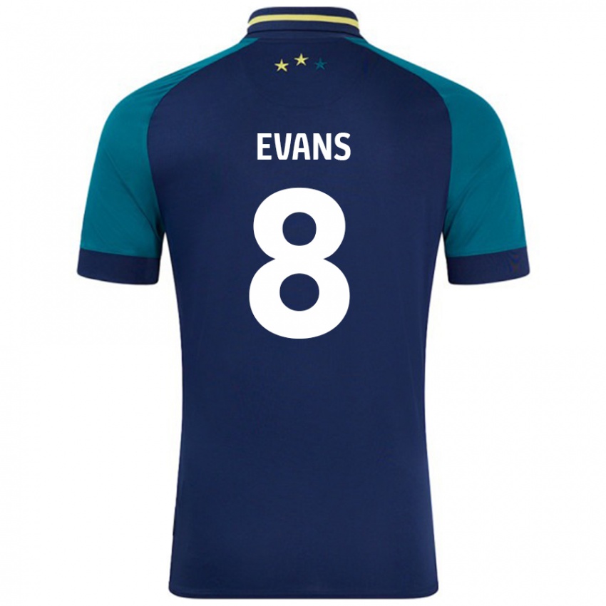 Heren Charley Evans #8 Marineblauw Donkergroen Uitshirt Uittenue 2024/25 T-Shirt