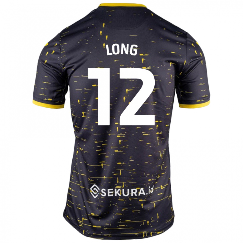 Heren George Long #12 Zwart Geel Uitshirt Uittenue 2024/25 T-Shirt