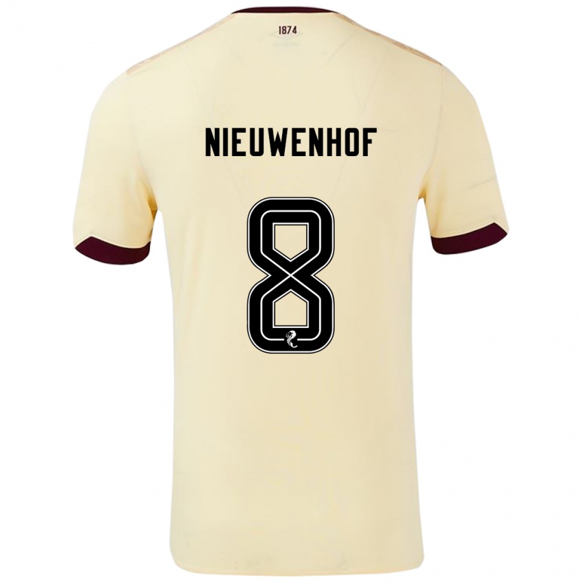 Heren Calem Nieuwenhof #8 Crème Bordeauxrood Uitshirt Uittenue 2024/25 T-Shirt