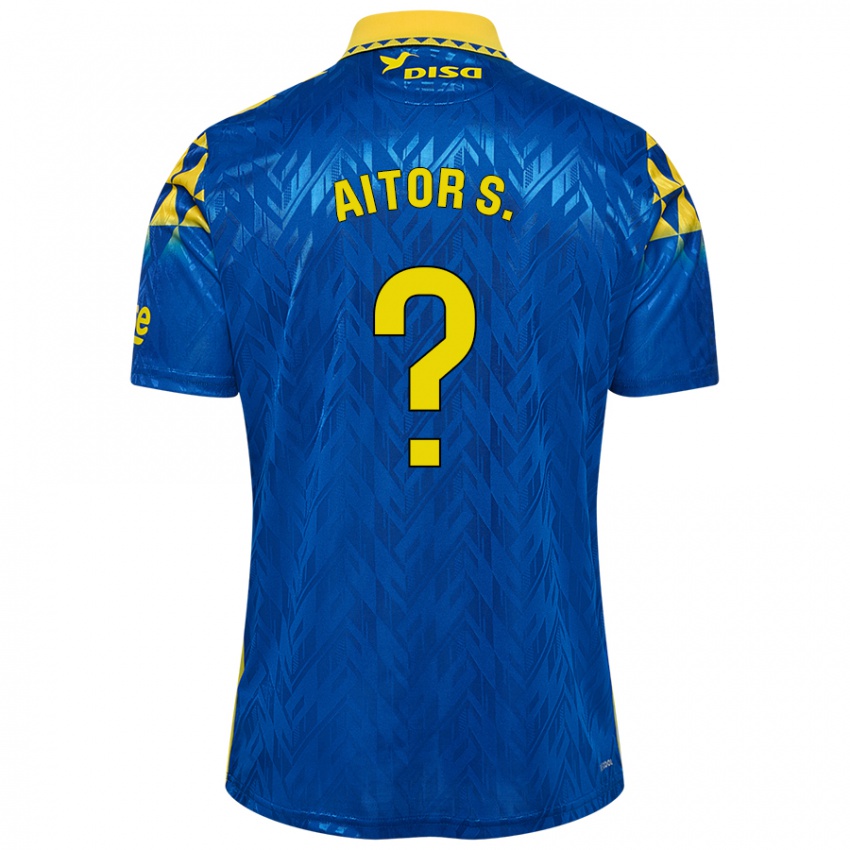 Heren Aitor Sánchez #0 Blauw Geel Uitshirt Uittenue 2024/25 T-Shirt