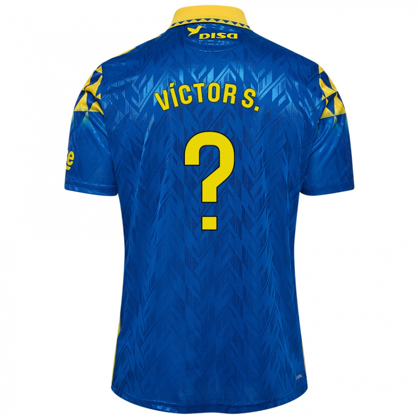 Heren Víctor Sánchez #0 Blauw Geel Uitshirt Uittenue 2024/25 T-Shirt