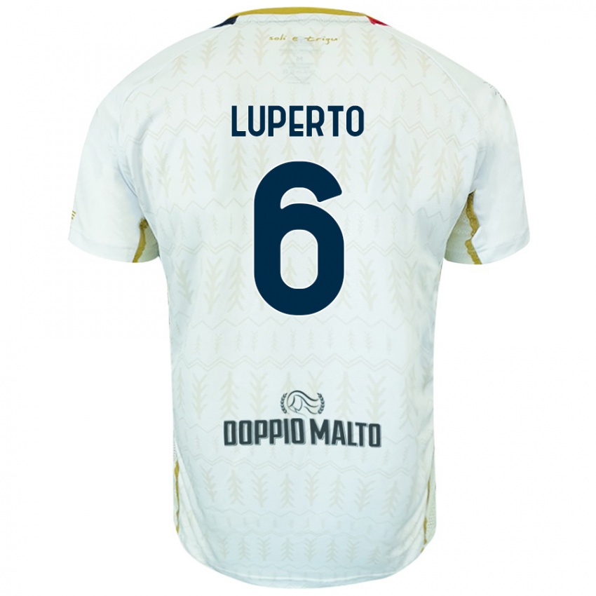 Heren Sebastiano Luperto #6 Wit Uitshirt Uittenue 2024/25 T-Shirt