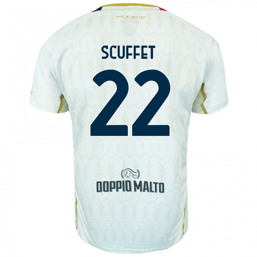 Heren Simone Scuffet #22 Wit Uitshirt Uittenue 2024/25 T-Shirt