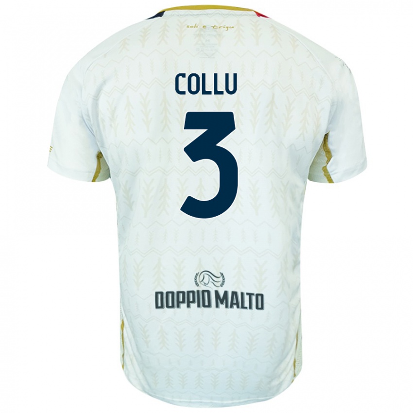 Heren Davide Collu #3 Wit Uitshirt Uittenue 2024/25 T-Shirt