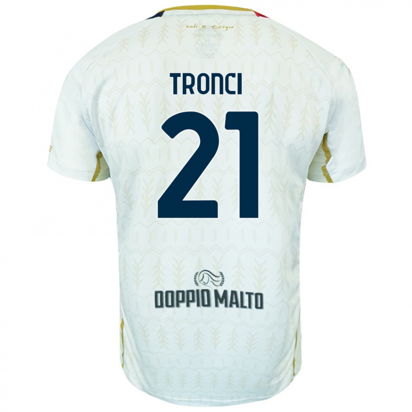 Heren Luca Tronci #21 Wit Uitshirt Uittenue 2024/25 T-Shirt