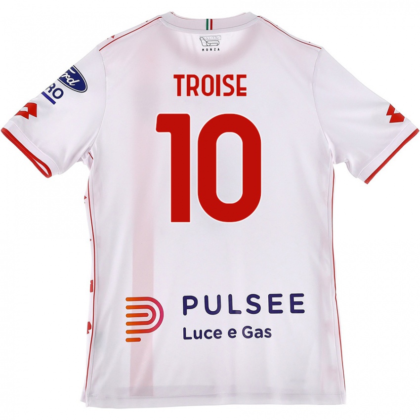 Heren Antonio Troise #10 Wit Rood Uitshirt Uittenue 2024/25 T-Shirt