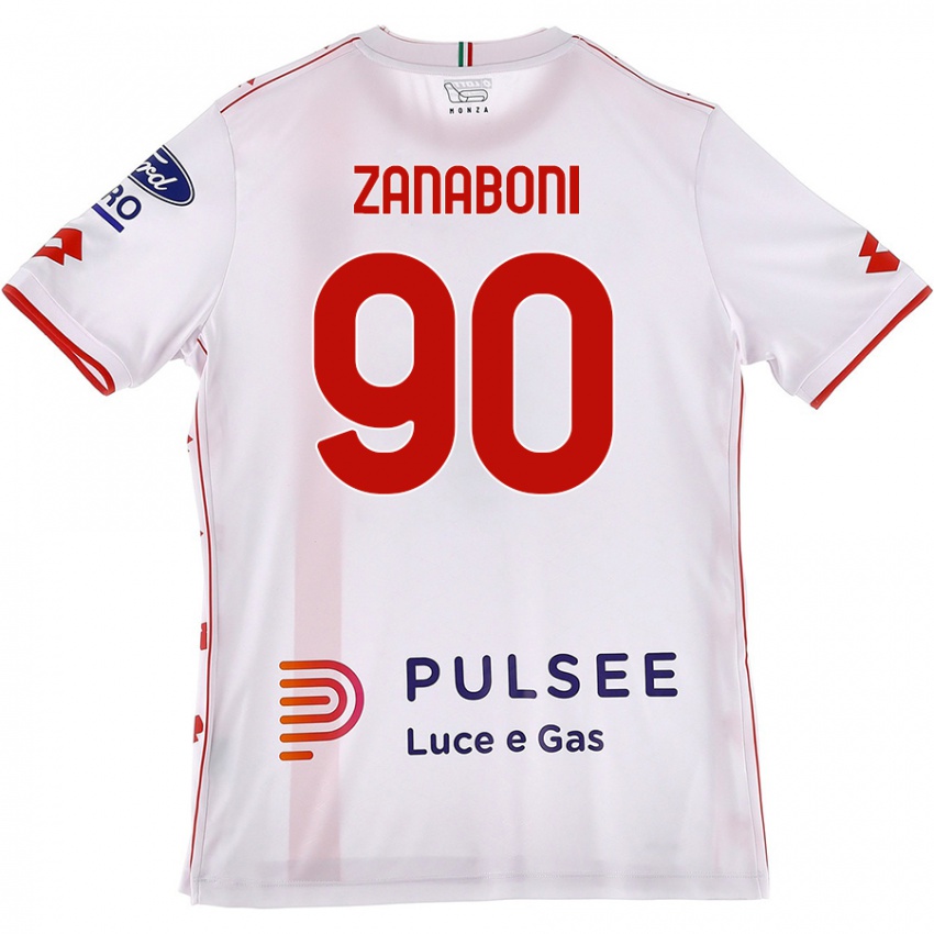 Heren Emanuele Zanaboni #90 Wit Rood Uitshirt Uittenue 2024/25 T-Shirt