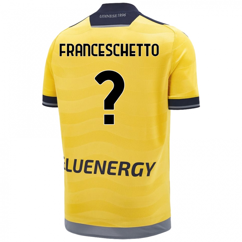 Heren Mattia Franceschetto #0 Goud Uitshirt Uittenue 2024/25 T-Shirt