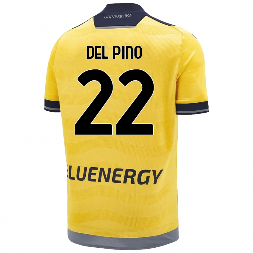 Heren Lorenzo Del Pino #22 Goud Uitshirt Uittenue 2024/25 T-Shirt