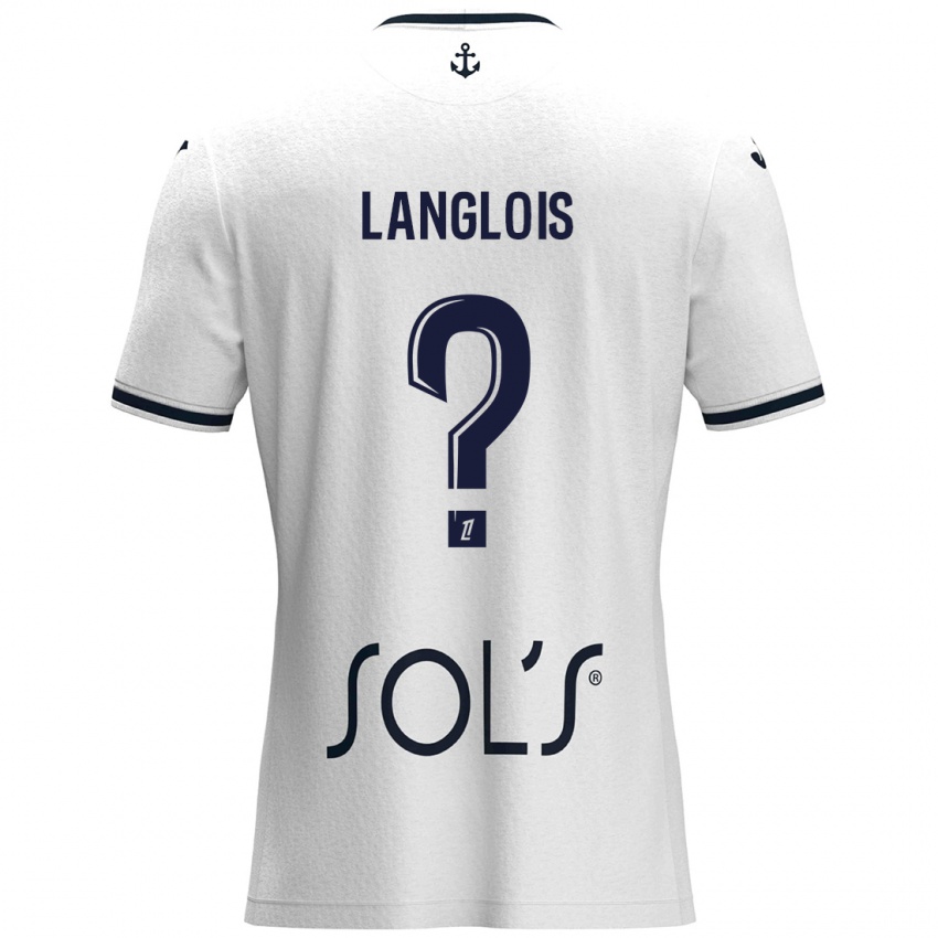 Heren Sacha Langlois #0 Wit Donkerblauw Uitshirt Uittenue 2024/25 T-Shirt