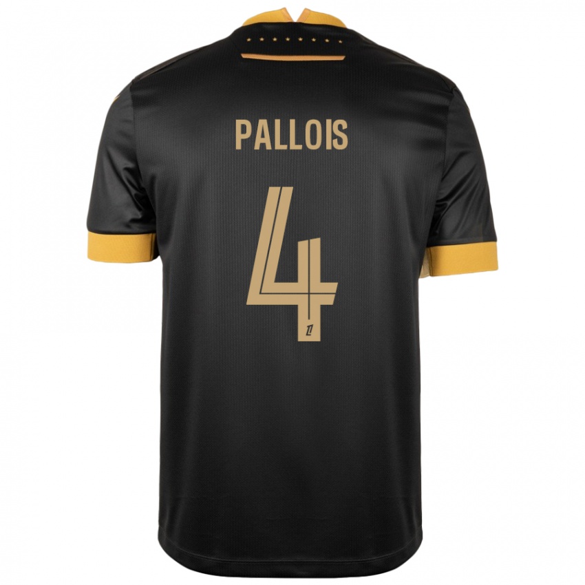 Heren Nicolas Pallois #4 Zwart Bruin Uitshirt Uittenue 2024/25 T-Shirt