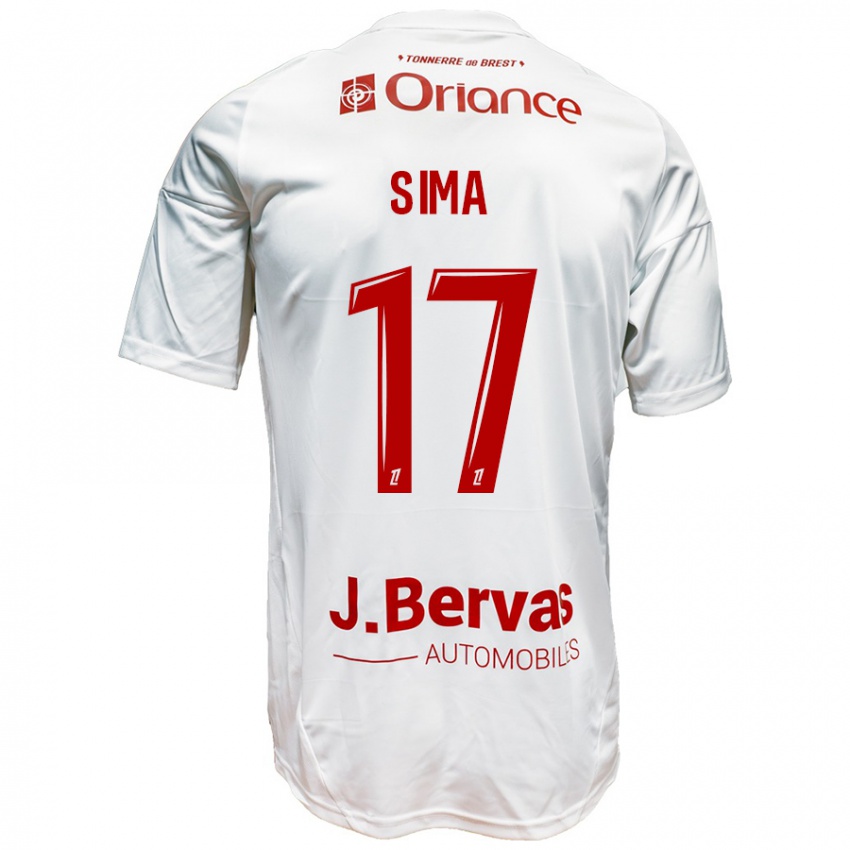 Heren Abdallah Sima #17 Wit Rood Uitshirt Uittenue 2024/25 T-Shirt