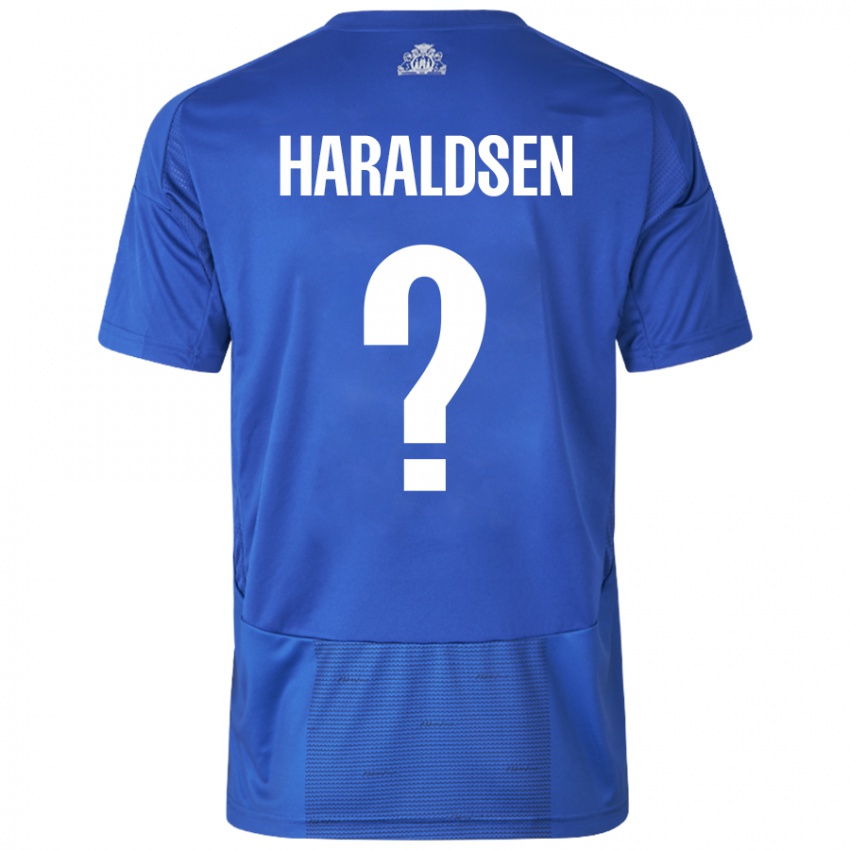 Heren Henrik Haraldsen #0 Wit Blauw Uitshirt Uittenue 2024/25 T-Shirt