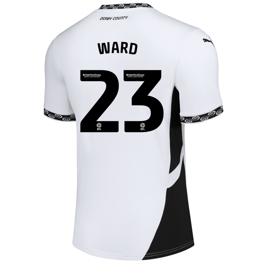 Dames Joe Ward #23 Wit Zwart Thuisshirt Thuistenue 2024/25 T-Shirt