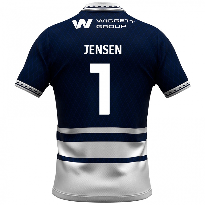 Dames Lukas Jensen #1 Marineblauw Wit Thuisshirt Thuistenue 2024/25 T-Shirt