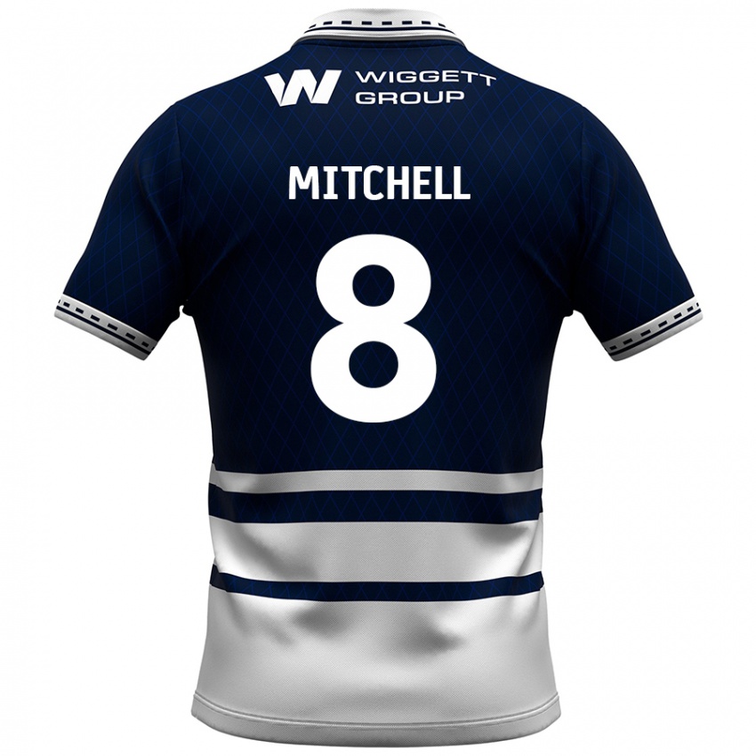 Dames Billy Mitchell #8 Marineblauw Wit Thuisshirt Thuistenue 2024/25 T-Shirt